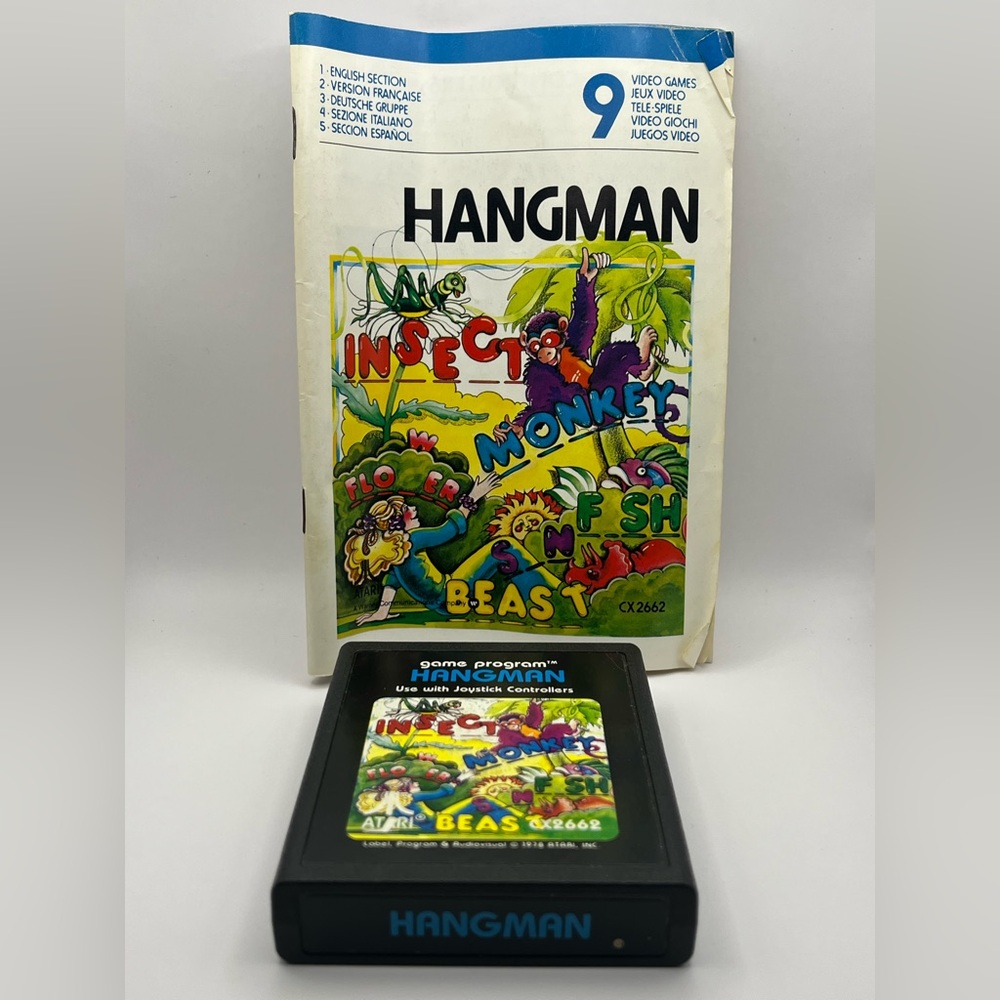 Atari Hangman Authentic Game Program Cartridge with Booklet